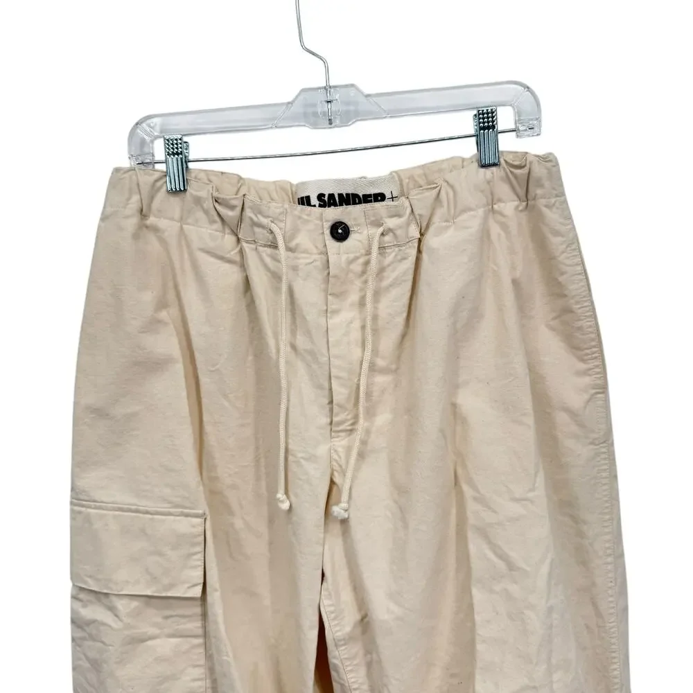 Jil Sander Cargo Pants 100% Cotton Women's IT 40 US 8 Cream Travel Quiet Luxury
